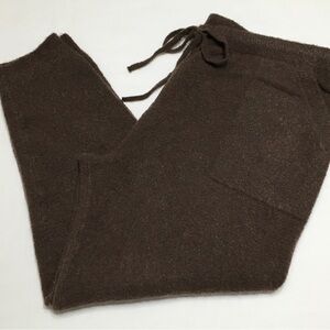 Auden Women's Size 1X Brown Sweater Knit Ribbed Cuffed-Leg Jogger Pajama Pants